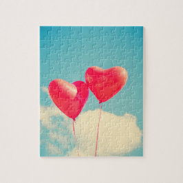 Red Heart Balloons gegen Wolken Himmel Puzzle