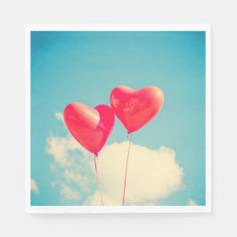 Red Heart Balloons gegen Wolken Himmel Serviette