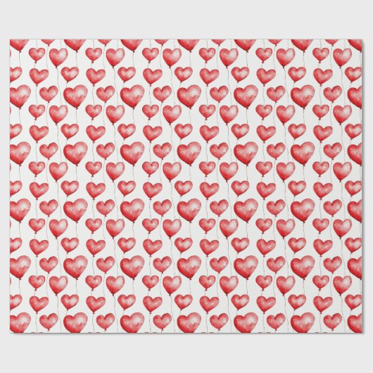 Red Heart Balloons Geschenkpapier (Flach)