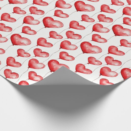 Red Heart Balloons Geschenkpapier (Ecke)