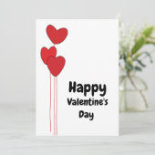 Red Heart Balloons Happy Valentines Day Feiertagskarte (Stehend Vorderseite)