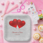 Red Heart Balloons Polterabend Paper Teller (Party)