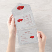 Red Heart Balloons Wedding All In One Einladung (Abreißen)