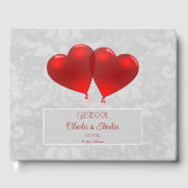 Red Heart Balloons Wedding Guest Book Gästebuch (Vorderseite)