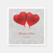 Red Heart Balloons Wedding Napkins Serviette (Vorderseite)