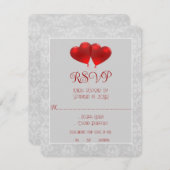 Red Heart Balloons Wedding RSVP Card (Vorne/Hinten)