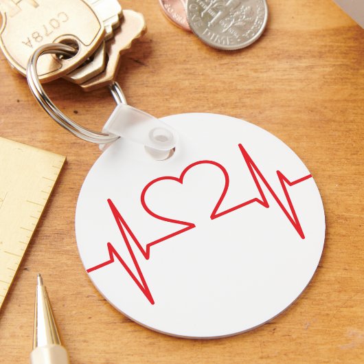Red Heart Beat Line Schlüsselanhänger