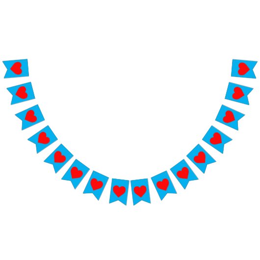 Red Heart Beat Sky Blue Wimpelkette (Alle)