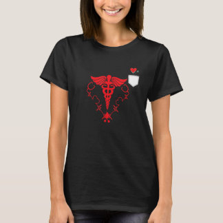 Red Heart Beating Cardiac Nurse Heart Stethoscope  T-Shirt