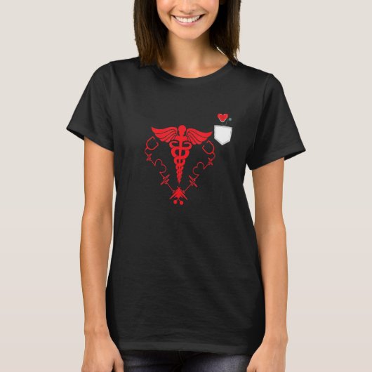Red Heart Beating Cardiac Nurse Heart Stethoscope  T-Shirt (Vorderseite)