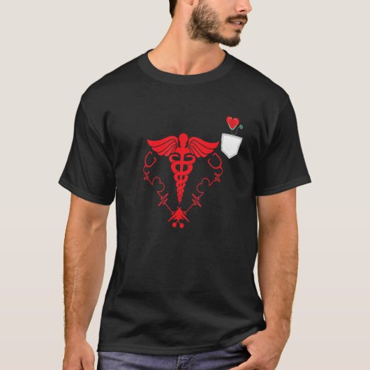 Red Heart Beating Cardiac Nurse Heart Stethoscope  T-Shirt (Vorderseite)