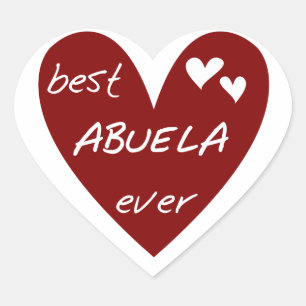 Red Heart Best Abuela Ever T - Shirt und Geschenke Herz-Aufkleber