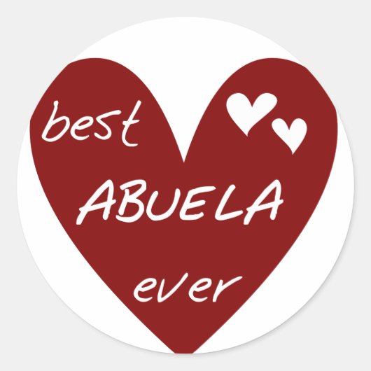Red Heart Best Abuela Ever T - Shirt und Geschenke Runder Aufkleber (Vorderseite)