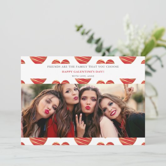 Red Heart Best Friends Foto Happy Galentine (Stehend Vorderseite)