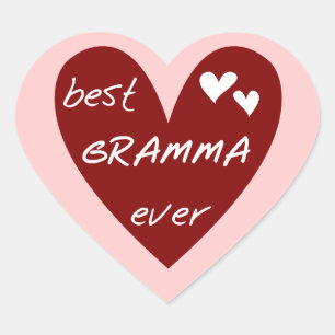 Red Heart Best Gramma Ever T - Shirt und Geschenke Herz-Aufkleber