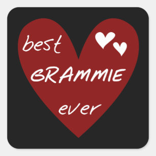 Red Heart Best Grammie Ever T - Shirt und Geschenk Quadratischer Aufkleber