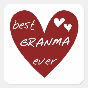 Red Heart Best Granma Ever T - Shirt und Geschenke Quadratischer Aufkleber