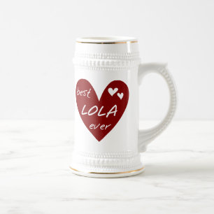 Red Heart Best Lola Ever T - Shirt und Geschenke Bierglas