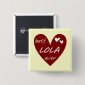 Red Heart Best Lola Ever T - Shirt und Geschenke Button (Vorne & Hinten)