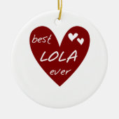 Red Heart Best Lola Ever T - Shirt und Geschenke Keramikornament (Vorne)