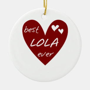Red Heart Best Lola Ever T - Shirt und Geschenke Keramikornament