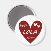 Red Heart Best Lola Ever T - Shirt und Geschenke Magnet (Vorderseite/Rückseite)