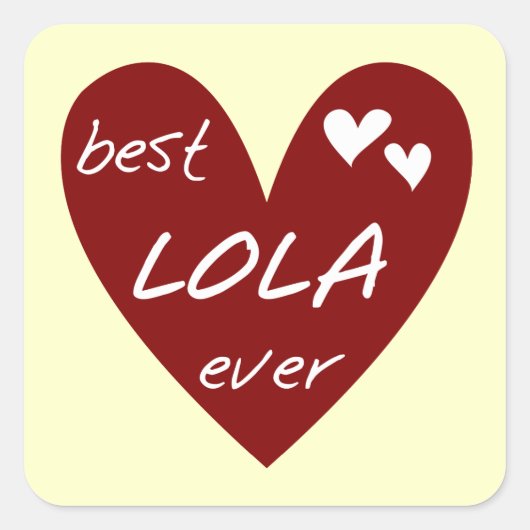 Red Heart Best Lola Ever T - Shirt und Geschenke Quadratischer Aufkleber (Vorderseite)