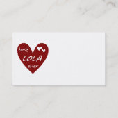 Red Heart Best Lola Ever T - Shirt und Geschenke Visitenkarte (Rückseite)