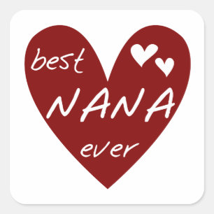 Red Heart Best Nana Ever T - Shirt und Geschenke Quadratischer Aufkleber