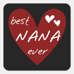 Red Heart Best Nana Ever T - Shirt und Geschenke Quadratischer Aufkleber