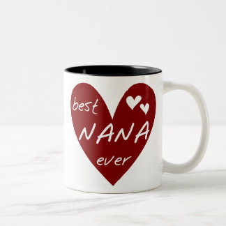 Red Heart Best Nana Ever T - Shirt und Geschenke Zweifarbige Tasse