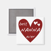 Red Heart Best Nanna Ever T - Shirt und Geschenke Magnet (Vorderseite/Rückseite)