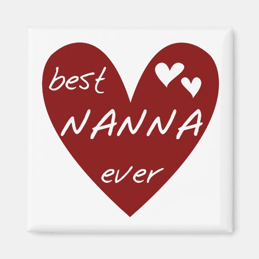 Red Heart Best Nanna Ever T - Shirt und Geschenke Magnet (Vorne)