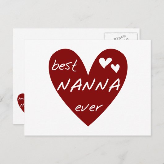 Red Heart Best Nanna Ever T - Shirt und Geschenke Postkarte (Vorne/Hinten)