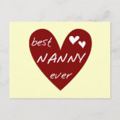 Red Heart Best Nanny Ever T - Shirt und Geschenke Postkarte (Vorderseite)