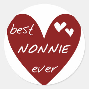Red Heart Best Nonnie Ever T - Shirt und Geschenke Runder Aufkleber