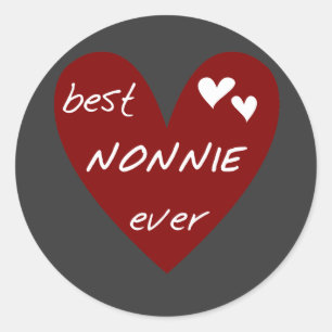 Red Heart Best Nonnie Ever T - Shirt und Geschenke Runder Aufkleber