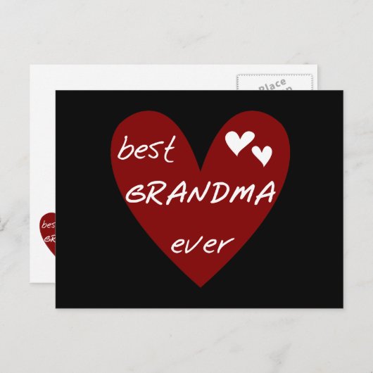 Red Heart Best Oma Ever T - Shirt Geschenke Postkarte (Vorne/Hinten)
