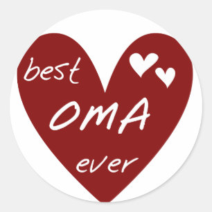 Red Heart Best Oma Ever T - Shirt und Geschenke Runder Aufkleber