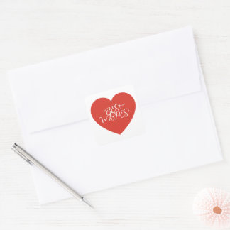 Red Heart Best Wishes Modern Minimalist. Quadratischer Aufkleber