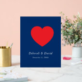 Red Heart Blue Modern Minimalist Wedding Acrylschild (Hochzeit)