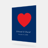 Red Heart Blue Modern Minimalist Wedding Acrylschild (Winkel)