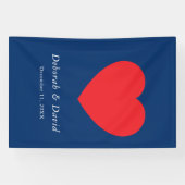 Red Heart Blue Modern Minimalist Wedding Banner (Horizontal)