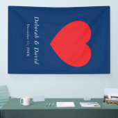 Red Heart Blue Modern Minimalist Wedding Banner (Messe)