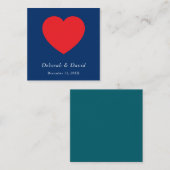 Red Heart Blue Modern Minimalist Wedding Begleitkarte (Vorne/Hinten)