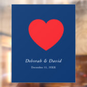 Red Heart Blue Modern Minimalist Wedding Fensteraufkleber (Blatt 2)