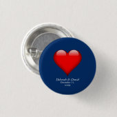 Red Heart Blue Moderne Minimalistische Hochzeit Button (Vorne & Hinten)