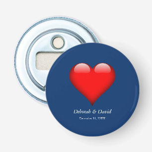 Red Heart Blue Moderne Minimalistische Hochzeit Flaschenöffner