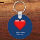 Red Heart Blue Moderne Minimalistische Hochzeit Schlüsselanhänger (Vorderseite)