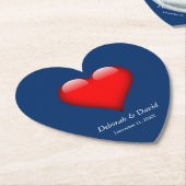 Red Heart Blue Moderne Minimalistische Hochzeit Untersetzer (angewinkelt)